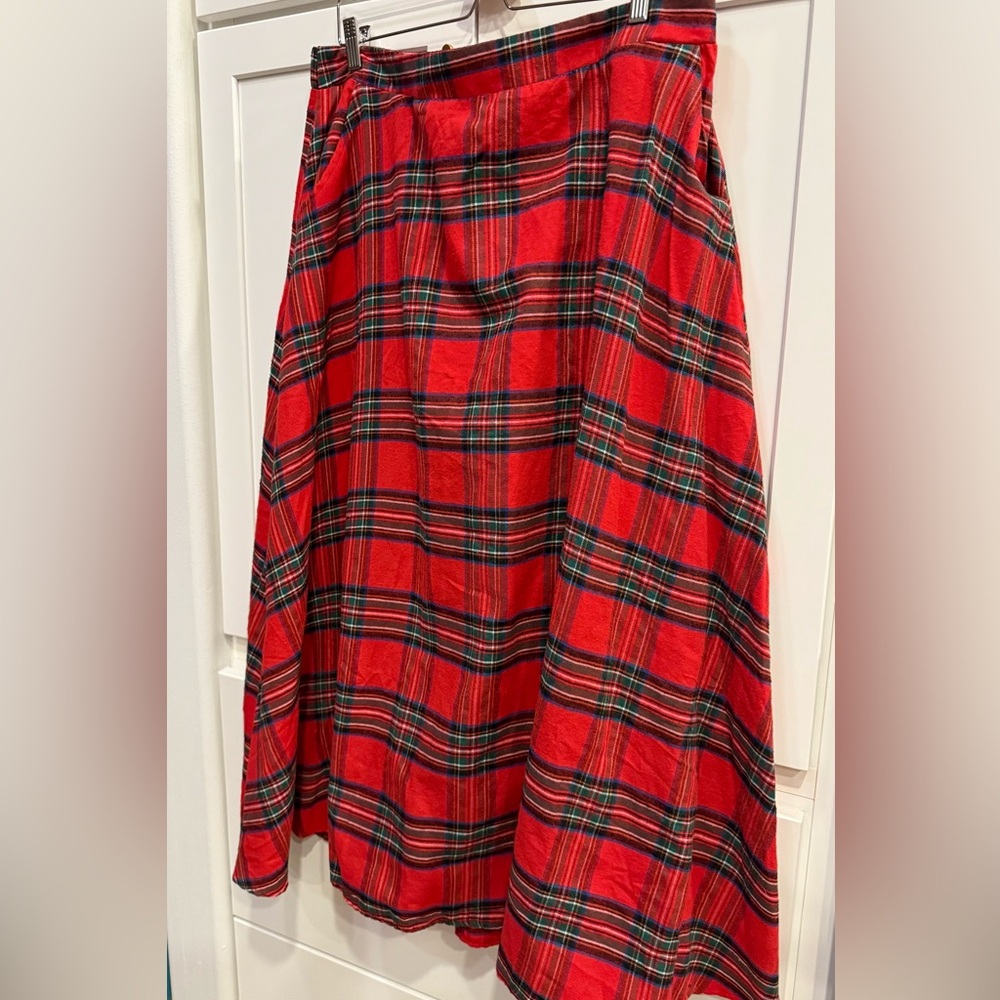 Plaid Red Tartan Maxi Full Skirt with pockets no name approx. size XL see meas. - Picture 3 of 10